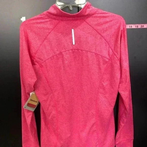 Reebok Quarter Zip Long Sleeve Pullover- Active Wear w/thumb hole,  Pink - L - Picture 2 of 8